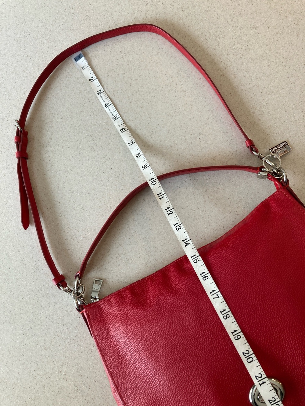 Coach Pebbled Red Leather Turn-Lock Closure Bag - Picture 15 of 15